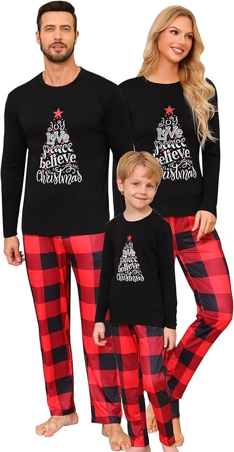 Pijamas de navidad para familias a conjunto